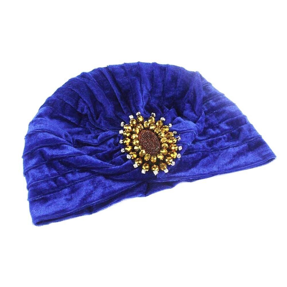 3106 Twist Pleated Hair Wrap Stretch Turban 0353 Blue